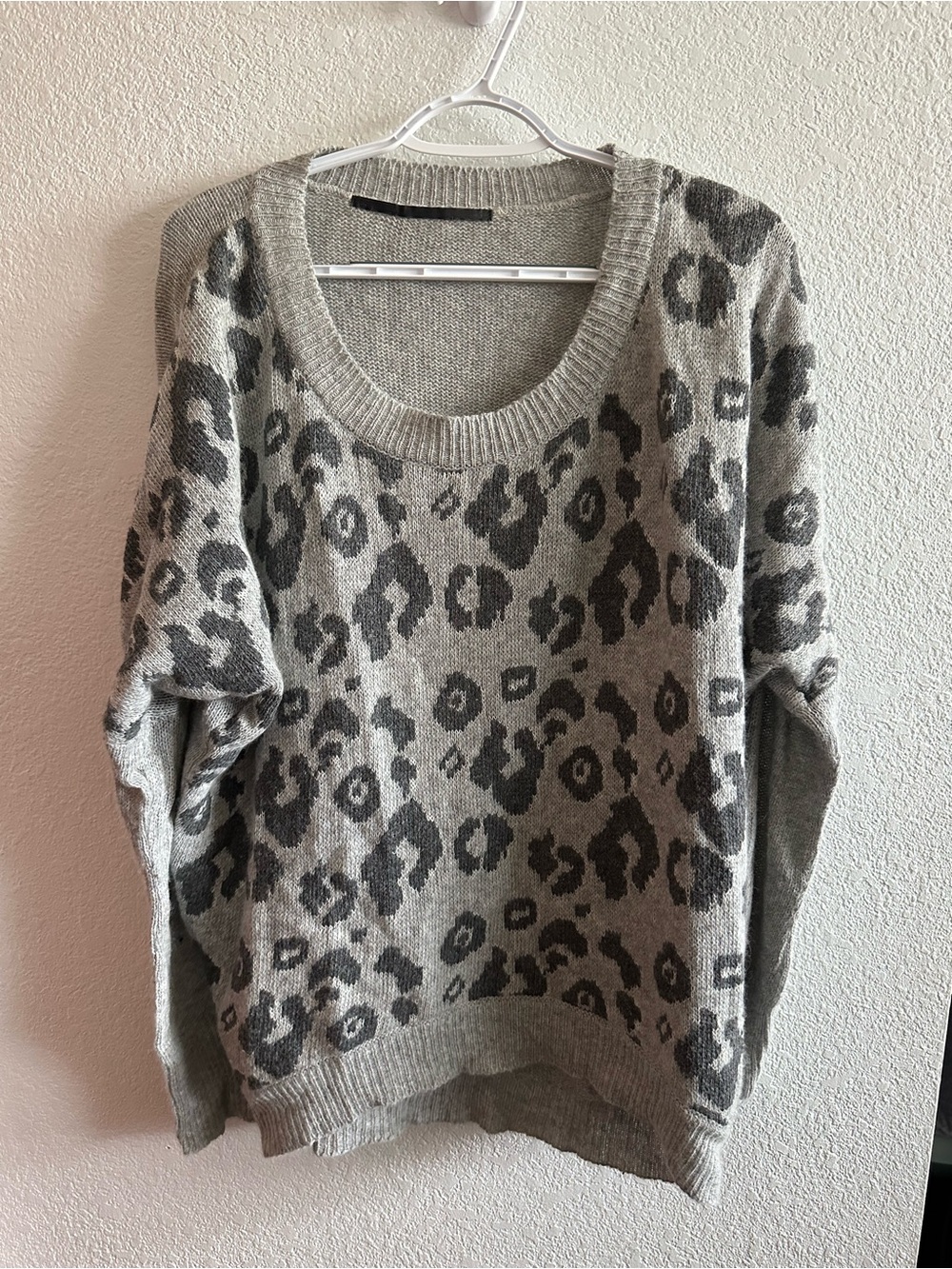 Gray Leopard Print Women's Sweater